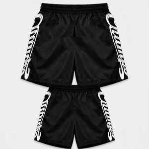 Premium 120 GSM polyester mesh <b>windbreaker</b> shorts black white side panel heat transfer logo Nylon Plain Dyed - Product Image 1