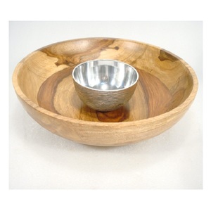 Bol de service en bois d'acacia pour soupe de fruits salade servant bol décoratif - Product Image 3