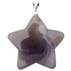 gray agate puffy star pendant gemstone crystals healing stone black obsidian sphere pendant necklace cone pendant