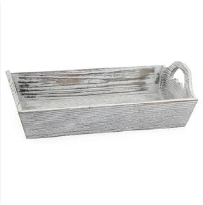 Plateaux Vintage gris rustique Plateau en bois de pin naturel avec poignées Accent décoratif de qualité supérieure pour la décoration de la maison et de la cuisine à bas prix - Product Image 2