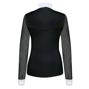 Hot Sale Horse Riding Clothing Female Outdoor Long <b>Sleeve</b> Zip up Base Layer Equestrian Apparel <b>Lace</b> Riding Show Shirt - Product Image 3