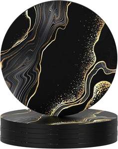 แผ่นรองแก้วหินอ่อนสีขาวพรีเมียม ทำด้วยมือจากหินธรรมชาติ ชุดแผ่นรองแก้วสำหรับกาแฟ ชา ไวน์ ตกแต่งบ้าน บนโต๊ะอาหาร - Product Image 1