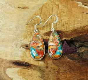 Oyster cuivre Turquoise 925 boucles d'oreilles en argent Sterling fait à la main pierre naturelle décembre pierre de naissance cadeau de mariage bijoux - Product Image 4