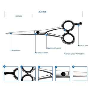 Stainless Steel Barber Hair <b>Scissors</b> Super Sharp Blade Barber Cutting <b>Scissors</b> With Adjustable Finger Rest Salon Shears - Product Image 6