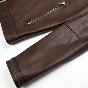 Chaqueta de piel de oveja genuina de alta calidad para hombre, abrigo marrón informal Simple para primavera y otoño directamente del fabricante - Product Image 4