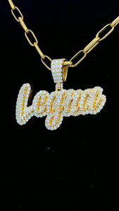 สร้อยคอจี้ตัวอักษรแบบสั่งทำพิเศษชุบทอง Moissanite จี้สร้อยคอชื่อโค้ง - Product Image 2