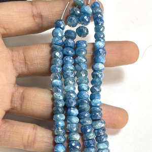 Cuentas de forma Rondellel facetadas recubiertas de piedra lunar, cuentas de piedras preciosas de Color azul piedra lunar mística, suministros de cuentas al por mayor - Product Image 3