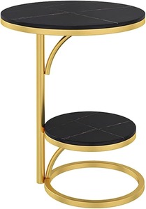 <b>Round</b> Shaped Metal <b>Table</b> With Wood Top <b>Tables</b> Accent <b>Side</b> <b>Table</b> for Living Room and Home Furniture High Quality - Product Image 3