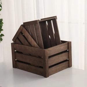 ขายส่งตะกร้าไม้ทํามือราคาถูกลังไม้สี่เหลี่ยมวางซ้อนกันได้สําหรับเก็บผักและผลไม้ - Product Image 2