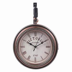 Reloj de pared de madera hecho a mano Calvin estilo antiguo números romanos aluminio pulido diseño náutico para decoración del hogar Oficina - Product Image 3