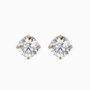 Boucles d'oreilles clous en diamant de laboratoire rond de 4,00 CTW, certifiées IGI, or massif 14 carats, solitaire classique, fermoir à vis pour femmes - Product Image 1