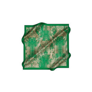 Green Cotton <b>Square</b> <b>Scarf</b> with Ethnic Pattern - Product Image 1