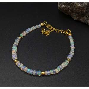 Ethiopian <b>Opal</b> Beaded <b>Bracelet</b> 18K Gold Filled with Garnet Amethyst Quartz Pearl Gift Charm <b>Bracelet</b> - Product Image 3