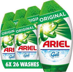 Pour Ariel Original 156 lavages (6X858 ml) Gel détergent à lessive Brrilliant élimination des taches et des odeurs emballage en plastique - Product Image 2