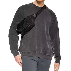 Sweat-shirts surdimensionnés de haute qualité, lavés à l'acide, personnalisés, streetwear uni, sweat-shirts à col rond pour hommes, 100% coton, basiques streetwear - Product Image 6