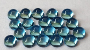 Topacio azul suizo natural, cabujón redondo de 3mm, Topacio Azul suizo suelto redondo - Product Image 4
