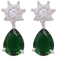 925 argent plaqué étoile collier bijoux en pierre naturelle cz émeraude collier et boucles d'oreilles ensemble bijoux de mode pour les femmes