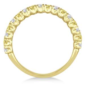 Anillo de Boda y Aniversario de Oro Amarillo de 14K con Banda de Diamantes Amarillos y Blancos de 0.75ct - Product Image 2