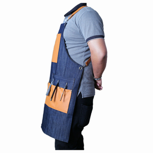 Delantal de cuero genuino duradero para trabajo, barbacoa, cocina, carpintero, hombres, mujeres, delantal de cuero, delantal de cuero de vaca y lona - Product Image 4