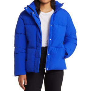 Doudoune matelassée bleue légère pour femme surdimensionnée bouffante imperméable caractéristique fermeture éclair chaude ouate de coton rembourrée manteau hiver - Product Image 2