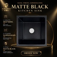 Évier de cuisine carré en quartz noir à cuve unique, à poser sur le comptoir, pour cuisine, hôtel, appartement