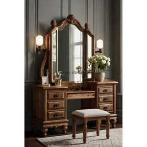 Miroir mural en bois au design élégant, cadre poli brillant fait à la main, pour la décoration moderne de la maison, salon, chambre à coucher, couloir - Product Image 6