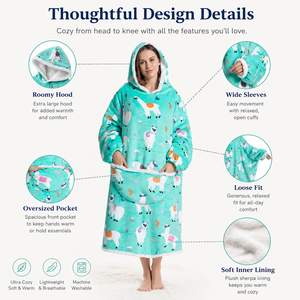 Bulk Custom Every Size Family Bonding <strong>Cosy</strong> Oversized Kangaroo Pockets Fitted Ribbed Warming Winter Woven Hooded Wearable <strong>Blanket</strong> - Product Image 4