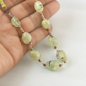 Perles lisses de préhnite naturelle, de 7x9mm à 12x17mm, perles de pierre précieuse préhnite verte, brin de 8 pouces, pour la fabrication de bijoux, vente en gros - Product Image 3