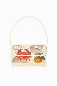 Sac à bandoulière tendance pour femme, motif tomate, orné de perles, petit sac de soirée en perles de rocaille crème avec broderie végétale - Product Image 6