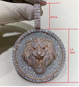 Pendentif glacé en argent 925 dernier pendentif Moissanite Hip Hop ligne visage pendentif pour hommes bijoux de mode - Product Image 1