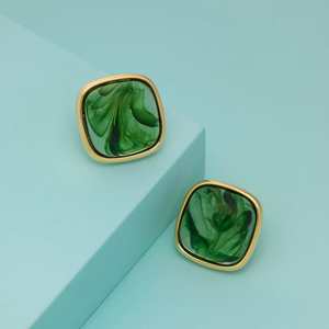 Romantic Religious Stud Earrings with Plant Pattern and Zircon Stone - Product Image 1