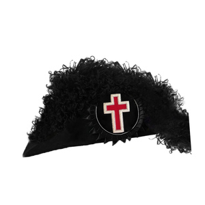 Chapéu de Caballeros Templarios para Oficiales de Línea, Totalmente Negro con Plumas, Excelente Calidad con Accesorios Personalizados - Product Image 1