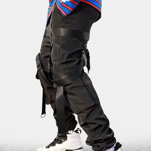 กางเกงคาร์โก้ผู้ชายแบบมีซิปกางเกงคาร์โก้ผ้าคอตตอนสีดำกางเกงคาร์โก้แบบลำลองสำหรับเดินป่ากลางแจ้ง - Product Image 4