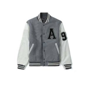Varsity Letterman Baseball Bomber Chaquetas de hombre Lana y manga de cuero blanco Parches bordados Chaqueta de béisbol universitaria para hombres - Product Image 1