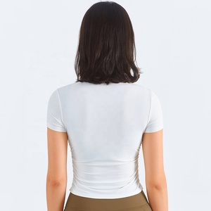 Camiseta de algodón con estampado personalizado para mujer, top corto de manga corta y cuello redondo, de alta calidad, venta al por mayor - Product Image 6