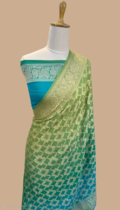 Elegante Sari Banarasi de Chifón Puro, Tejido a Máquina, con Estilo, con Bordado Zari, con Pieza de Blusa Sin Coser a Juego, Perfecto para Uso Diario, Fiestas y el Sol - Product Image 4