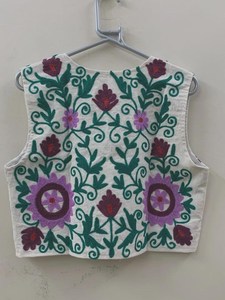 Suzani Embroidered Velvet Vest Boho Floral Waistcoat Christmas Outfit Statement Vest Open Front Vest <b>Hippie</b> Vest Gift For Wife - Product Image 3