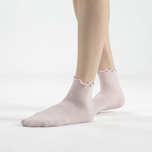 Calcetines de Algodón Ecológicos para Mujer, Diseño de Lunares, Color Pastel, Diseño con Volantes, Calcetines Coreanos para Uso Diario, Kikiya - Product Image 5