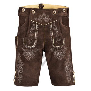Pantalones Cortos de Cuero de Gamuza Marrón Oscuro Estilo Bávaro Alemán para Hombre con Tirantes, Traje Tradicional de Oktoberfest para Hombre, Trachten - Product Image 2