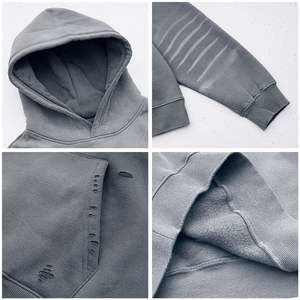 Sudadera con capucha de lujo, de alto gramaje, con efecto desgastado, de corte holgado y corto, para hombre, personalizada, 100% algodón - Product Image 6