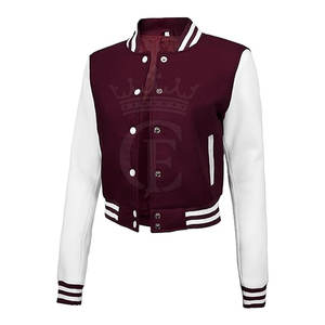 แจ็กเก็ตเลตเตอร์แมนของผู้หญิงเสื้อครอปแบบสั้นระบายอากาศได้ดีแจ็คเก็ตสีพื้นเสื้อครอปเทอร์แมนสำหรับผู้หญิง - Product Image 1