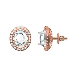 Attrayant boucles d'oreilles en diamant Halo ovale en or 10K 14K 18K Principes Options de bijoux de laboratoire - Product Image 3