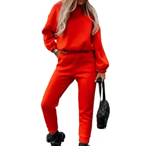 100% cotton track suit for women Custom Suppliers Sport Wear Women Streetwear 2 Piece Tracksuit Plain ladies Track Suit