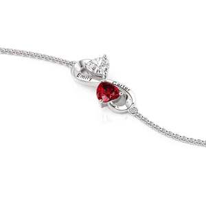 สร้อยข้อมือ Fine Charm รุ่น Jeulia สร้อยข้อมืออินฟินิตี้สลักชื่อตามสั่ง พร้อมหินประจำเดือนเกิดรูปหัวใจ 2 เม็ด - Product Image 2