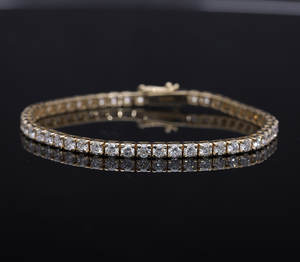 Pulsera de tenis de oro blanco de 14K, Diamante CVD cultivado en laboratorio de 5,72 quilates, ajuste de punta de corte brillante, boda de lujo chapada en rodio - Product Image 1