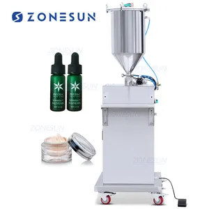 ZONESUN Semiautomático 1-20ml Máscara cosmética Crema más gruesa Bomba de pistón Pasta Máquina de llenado de tolva presurizada