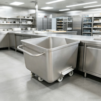Chariot Euro personnalisable 200L-600L en acier inoxydable 304 pour viande, boulangerie, usine de transformation de légumes, et cave à vin