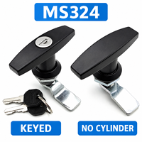 Serrure à came pour armoire MS324 en alliage de zinc noir avec poignée en T, disponible avec ou sans cylindre