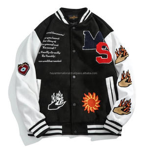 Veste d'université coupe-vent pour l'extérieur, Logo personnalisé, corps en laine brodée, de haute qualité - Product Image 1
