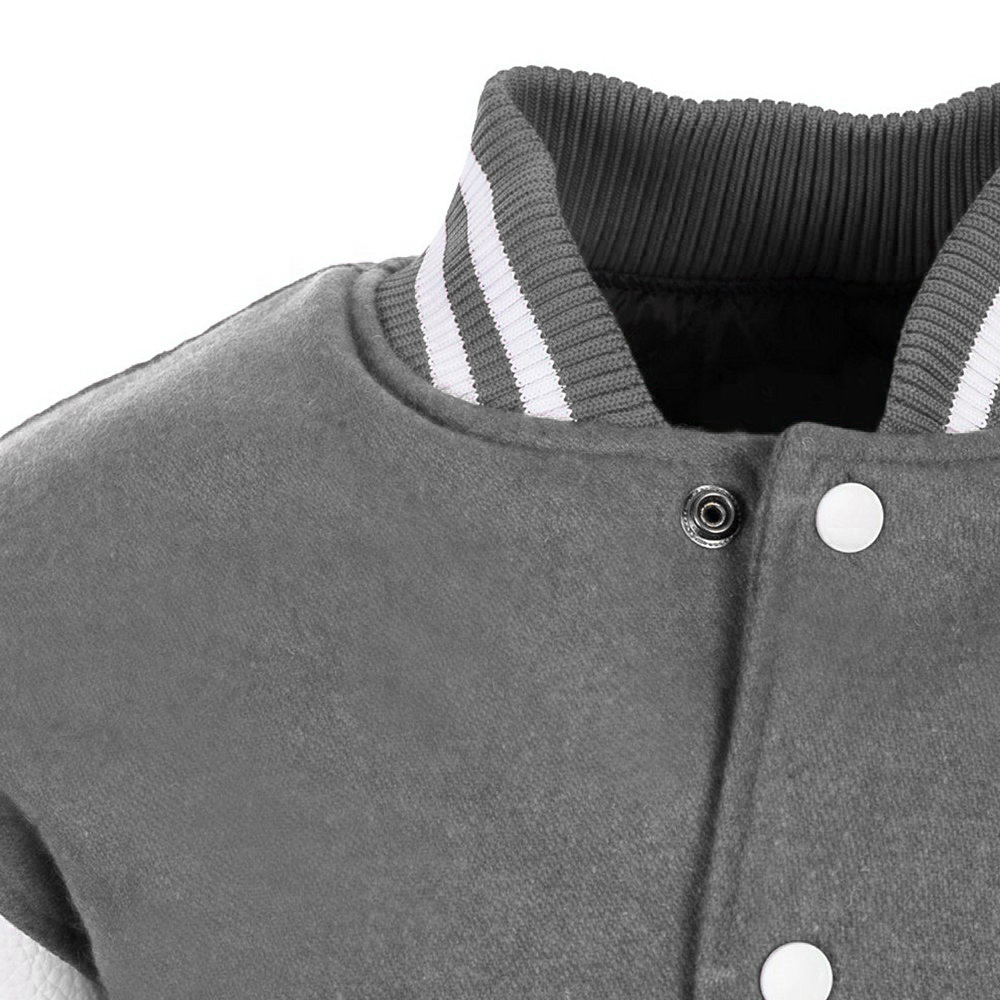 Varsity Letterman Jacket - Classic Gray Wool & White Leather